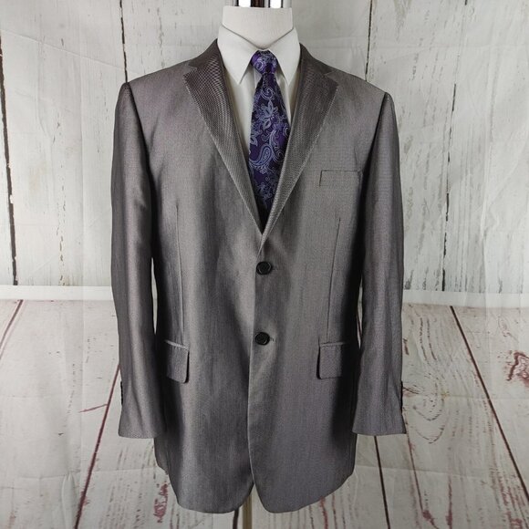 Carlo Lusso 150 44R 2 Button Gray Birdseye 2pc Suit 38x28 Flat Front - Picture 4 of 15